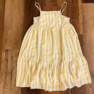 Yellow & White Striped Girls' Sundress with Smocked Sides
